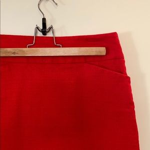 LOFT | Red Cotton Skirt with Pockets